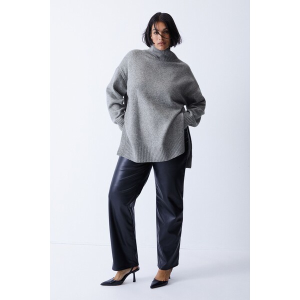 H&M Sweter oversize z golfem - 0992208001 Szary melanż