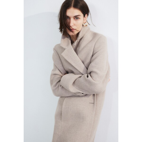 H&M Jednorzędowy płaszcz z diagonalu - 1188317001 Beżowy