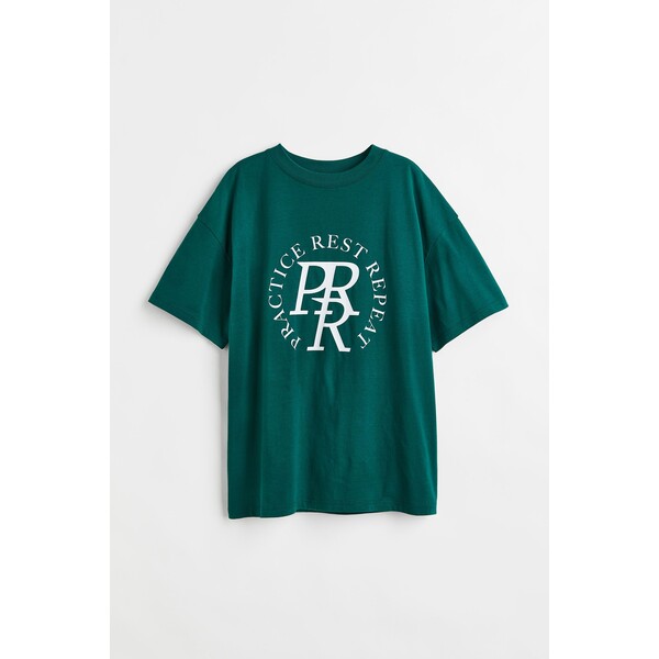 H&M T-shirt z nadrukiem - 1004271048 Ciemnozielony/PRR