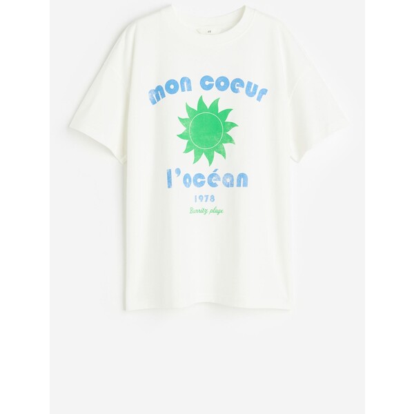H&M T-shirt z nadrukiem - 1004271048 Biały/Mon Coeur