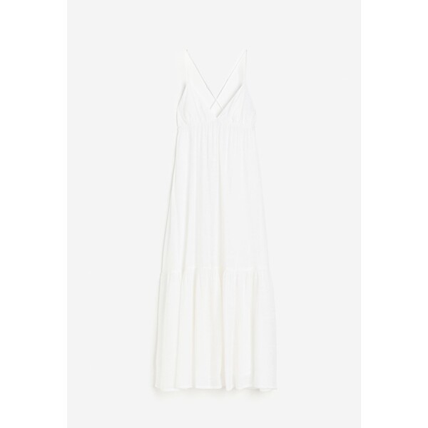 H&M Plażowa sukienka z popeliny - Dekolt w serek - Bez rękawów - 1142421001 Biały