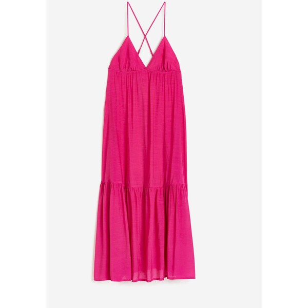 H&M Plażowa sukienka z popeliny - Dekolt w serek - Bez rękawów - 1142421001 Wiśniowy