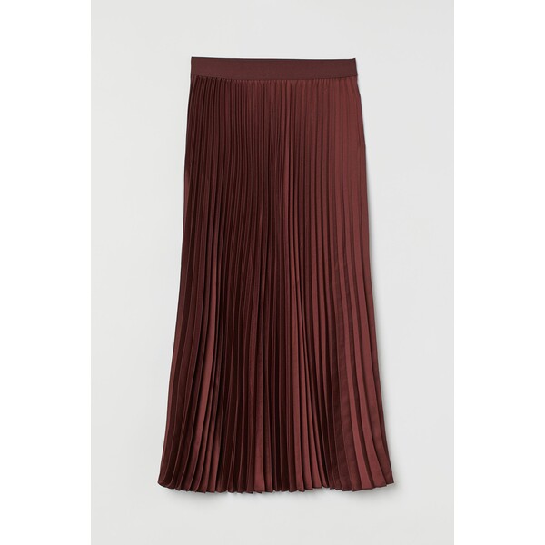 H&M Plisowana spódnica - Wysoka talia - Midi - 0998124001 Ciemny czerwonobrązowy