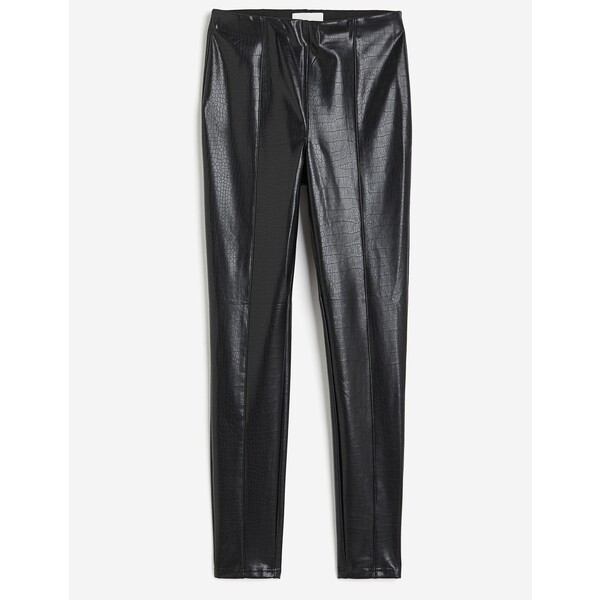 H&M Powlekane legginsy z kantami z przodu - 1179466004 Czarny/Wzór wężowej skóry