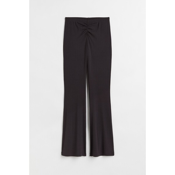 H&M Prążkowane legginsy z marszczonym detalem - 1037102004 Czarny