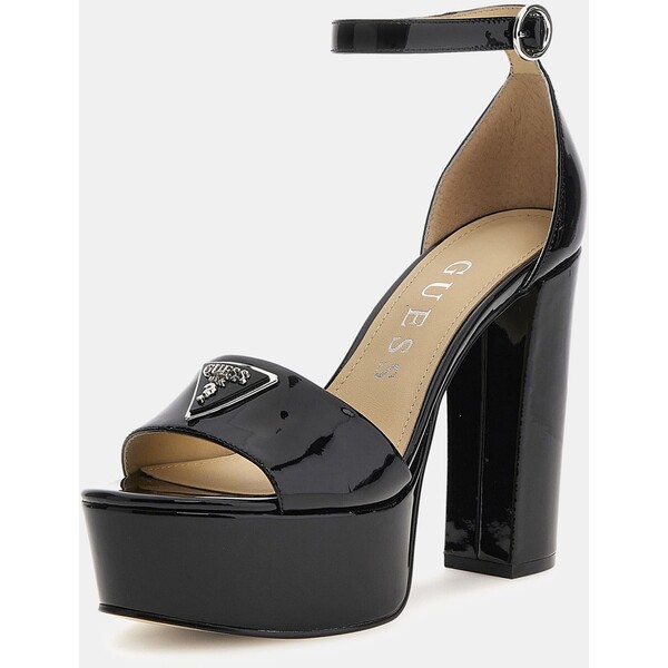 GUESS Skórzane lakierowane sandały model Seton FLPSETPAT03-BLACK