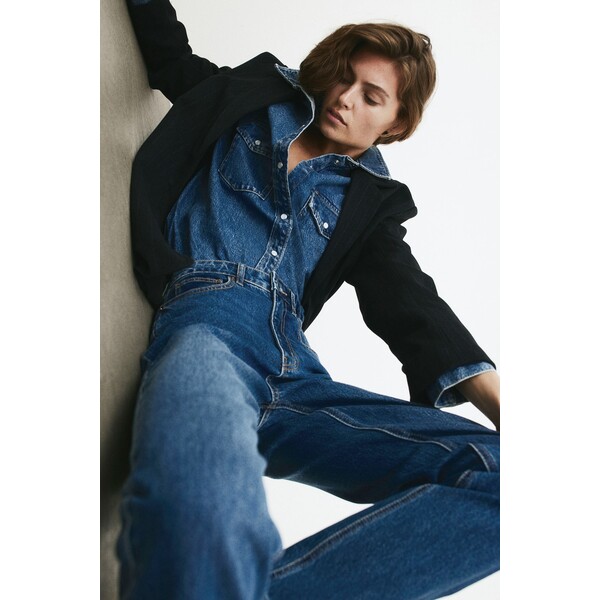 H&M Slim High Jeans - 1210619002 Ciemnoniebieski denim