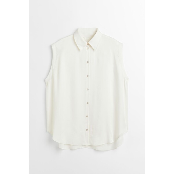 H&M H&M+ Satynowa koszula bez rękawów - 1068701002 Biały