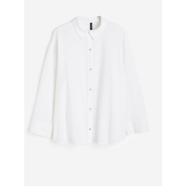 H&M H&M+ Koszula z domieszką lnu - 1153909003 Biały