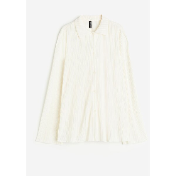 H&M Koszula z plisowanego dżerseju - Długi rękaw - Długa - 1164810002 Kremowy