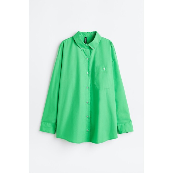 H&M Popelinowa koszula oversize - Długi rękaw - Długa - 1134735002 Zielony