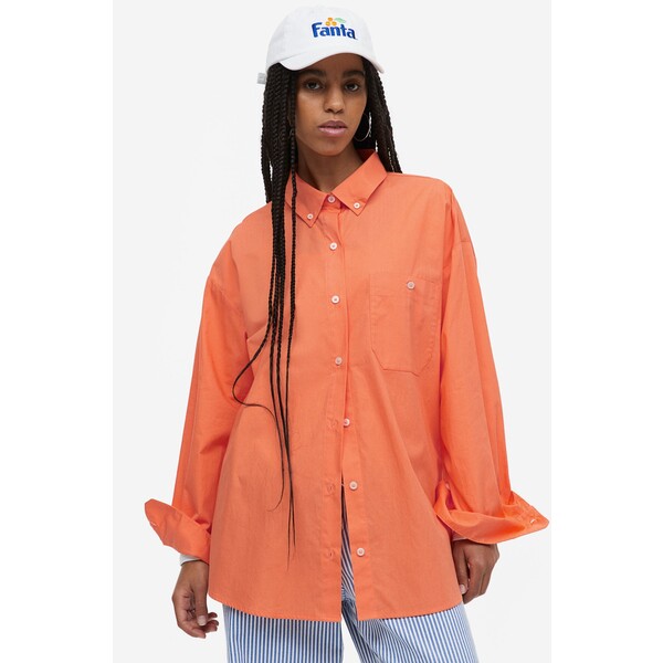 H&M Popelinowa koszula oversize - 1134735003 Pomarańczowy