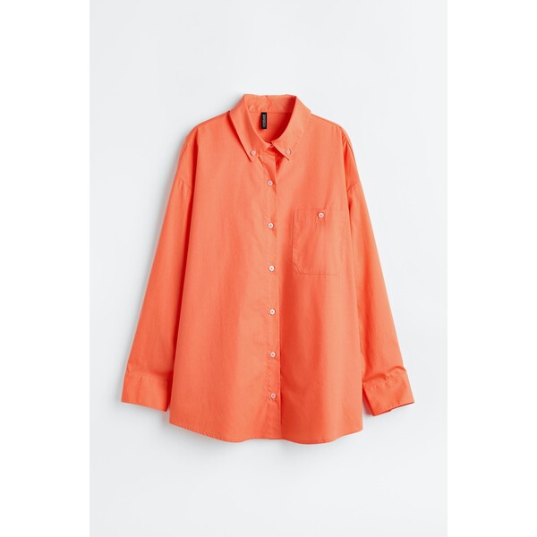 H&M Popelinowa koszula oversize - Długi rękaw - Długa - 1134735002 Pomarańczowy