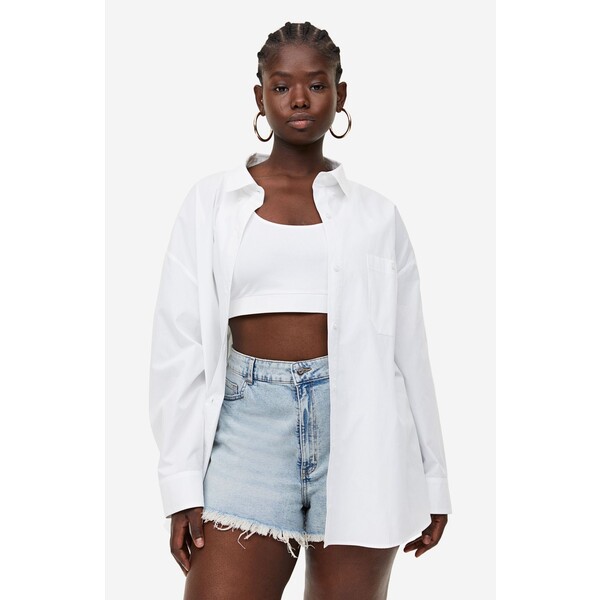 H&M Popelinowa koszula oversize - 1134735016 Biały