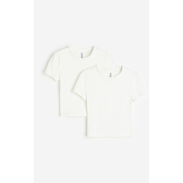 H&M Krótki T-shirt 2-pak - 1141812014 Biały