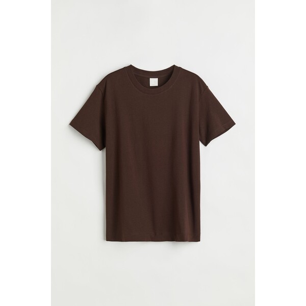 H&M Bawełniany T-shirt - 0963662096 Ciemnobrązowy