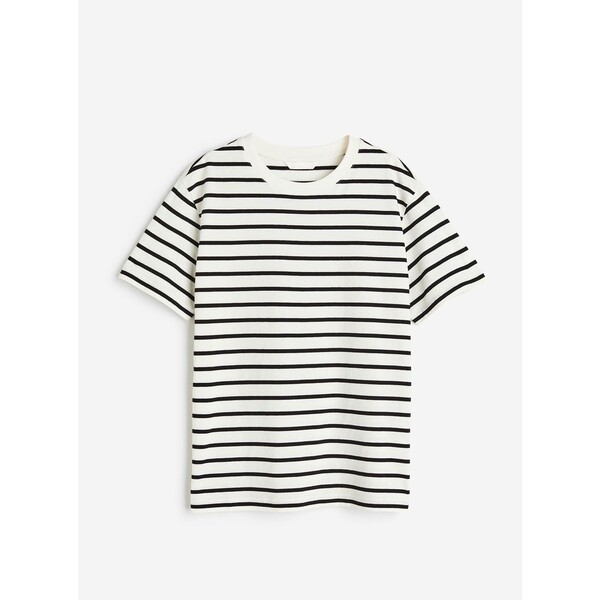 H&M Bawełniany T-shirt - 0963662096 Biały/Czarne paski