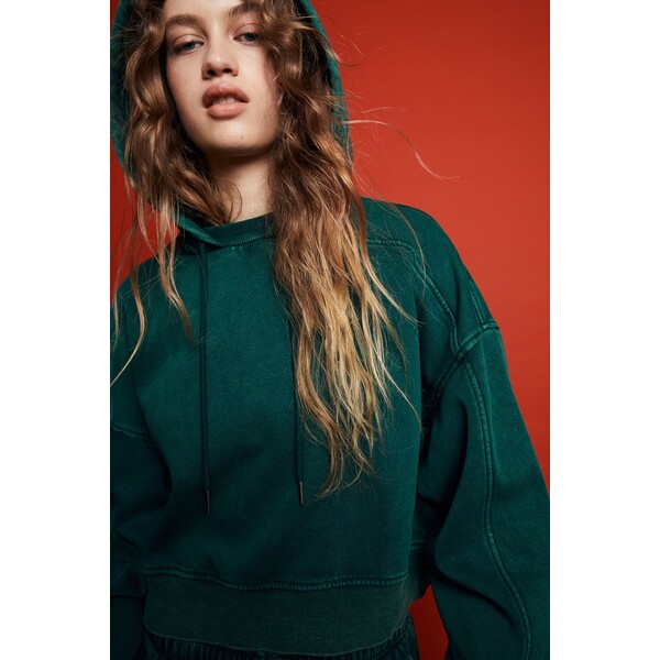 H&M Bluza oversize z kapturem - Okrągły dekolt - Długi rękaw - 1194882001 Zielony