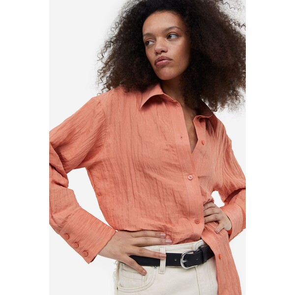 H&M Koszula z kreszowanego szyfonu - 1103420002 Koralowy