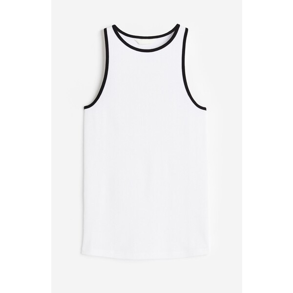 H&M Koszulka w prążki - Okrągły dekolt - Bez rękawów - -ONA 1099913003 Biały