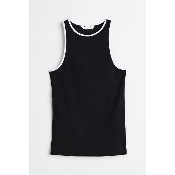 H&M Koszulka w prążki - Okrągły dekolt - Bez rękawów - -ONA 1099913003 Czarny/Biały
