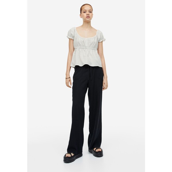 H&M Bluzka z guzikami i koronką - 1158564001 Jasnoszary/Paski
