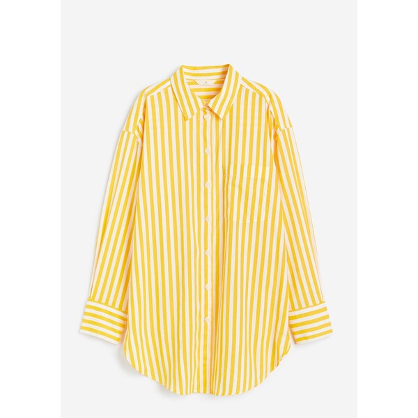 H&M Koszula z domieszką lnu - Długi rękaw - Długa - 1122105004 Żółty/Paski