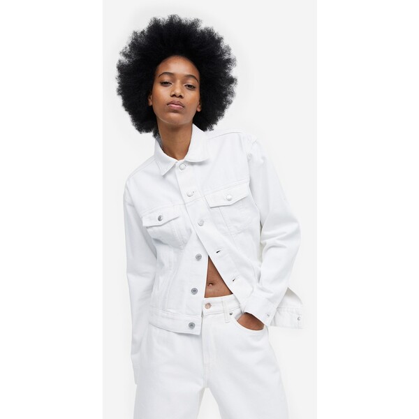 H&M Krótka kurtka dżinsowa - 1110112003 Biały