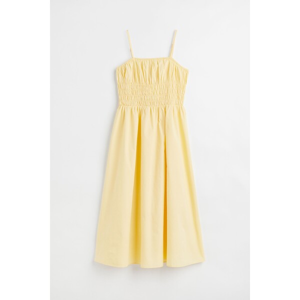 H&M Sukienka z elastycznym marszczeniem - Bez rękawów - Midi - 1062588002 Jasnożółty