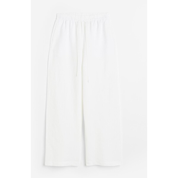 H&M Spodnie bez zapięcia z domieszką lnu - 1138003002 Biały