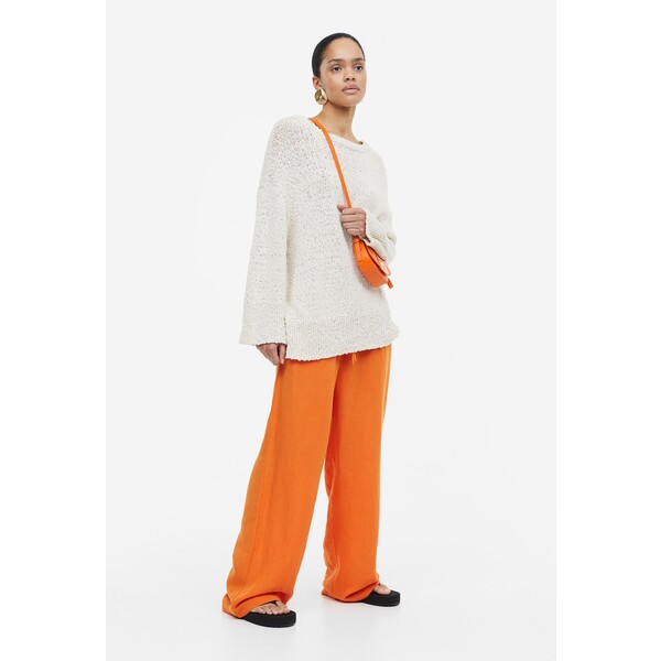 H&M Spodnie bez zapięcia z domieszką lnu - 1138003002 Pomarańczowy
