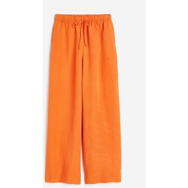 H&M Spodnie bez zapięcia z domieszką lnu - 1138003008 Pomarańczowy