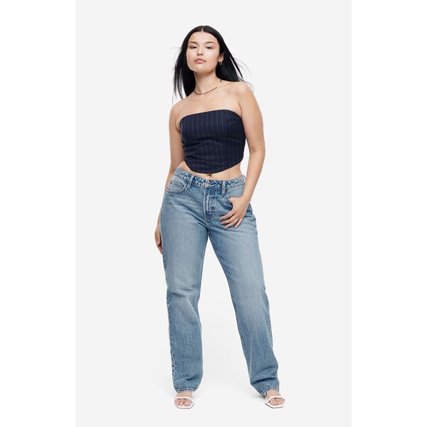 H&M Curvy Fit Straight Regular Jeans - 1185380003 Niebieski denim