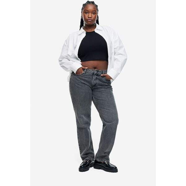 H&M Curvy Fit Straight Regular Jeans - 1185380003 Szary