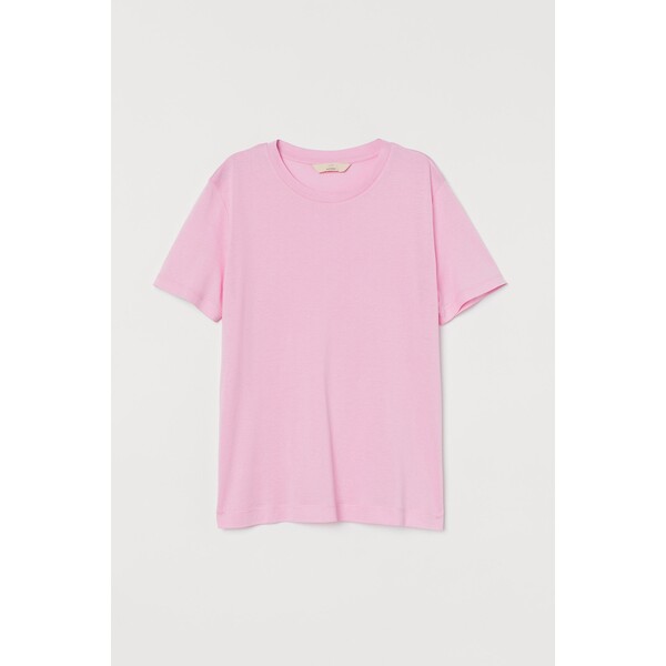 H&M T-shirt z domieszką jedwabiu - 0776746002 Różowy
