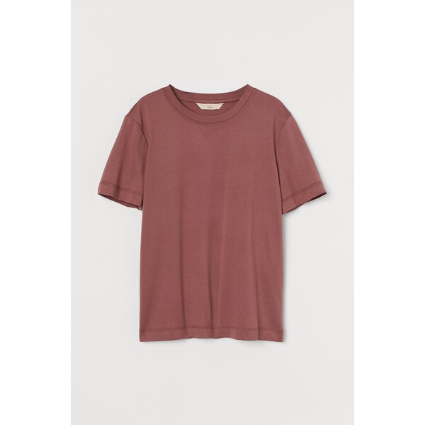 H&M T-shirt z domieszką jedwabiu - 0776746002 Czerwony tlenkowy