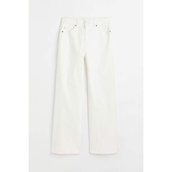 H&M Wide High Jeans - 1045459026 Biały