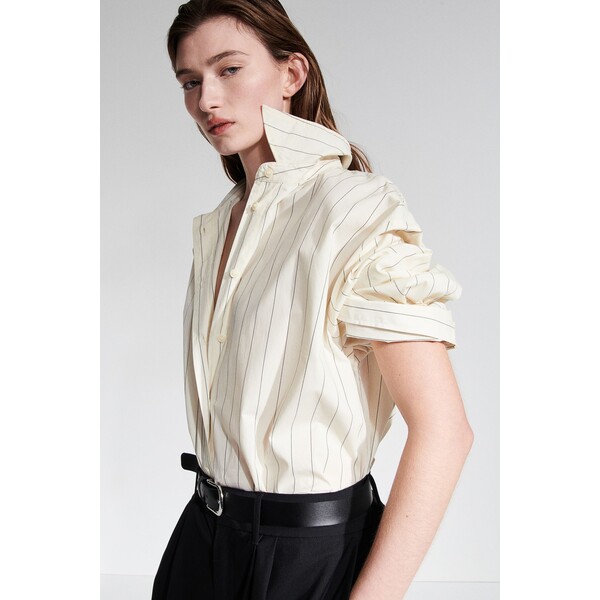 H&M Bawełniana koszula oversize - Długi rękaw - Normalna długość - -ONA 1207640003 Kremowy/Tenisowy prążek
