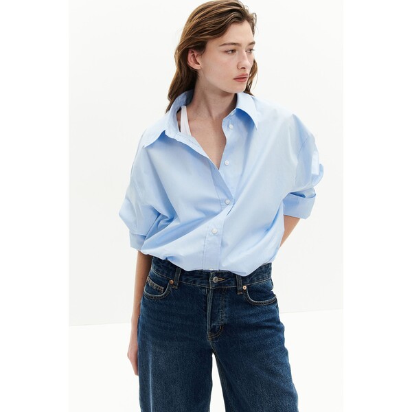 H&M Bawełniana koszula oversize - Długi rękaw - Normalna długość - -ONA 1207640003 Jasnoniebieski