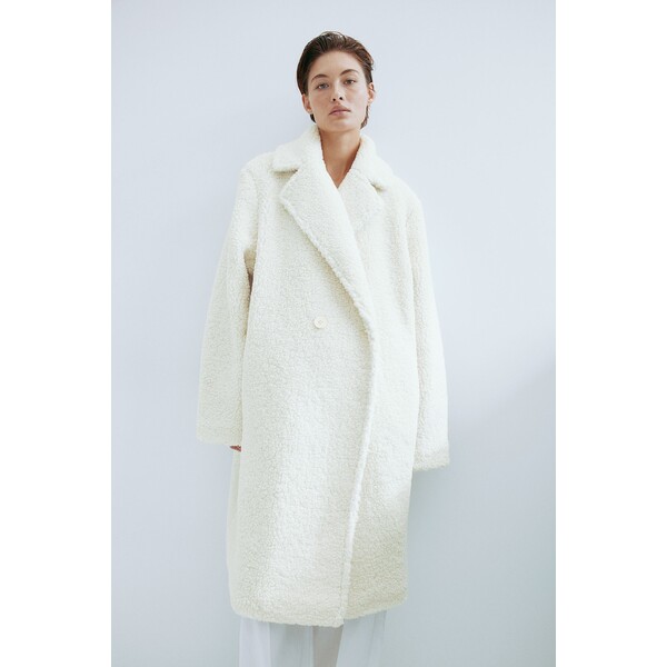 H&M Płaszcz z futerkowego materiału - 1170329002 Biały