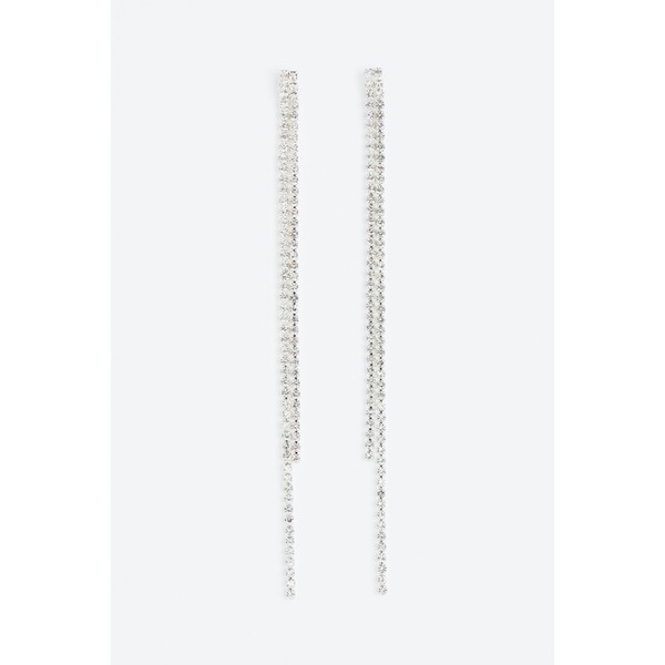 H&M Długie kolczyki ze strassem - 1131677001 Srebrzysty