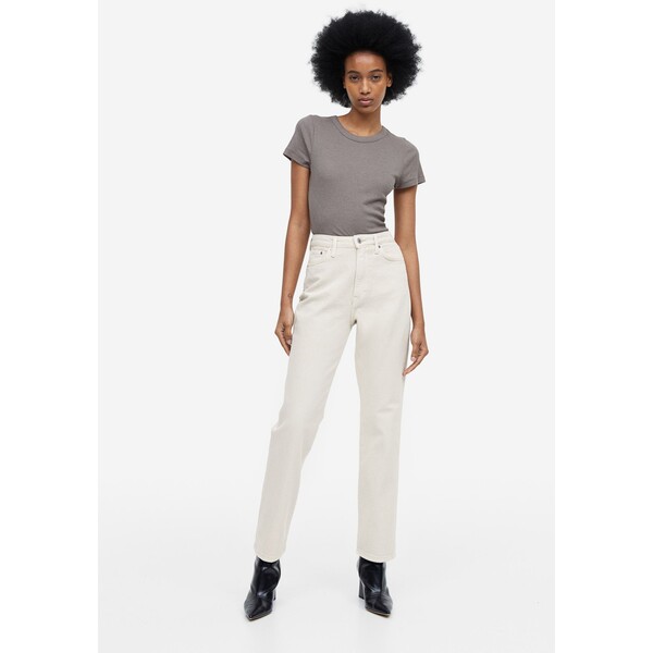 H&M Mom Ultra High Ankle Jeans - 1128915008 Kremowy