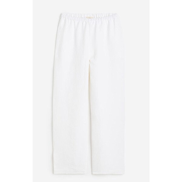 H&M Spodnie z domieszką jedwabiu - Wysoka talia - Długa - 1164191001 Biały