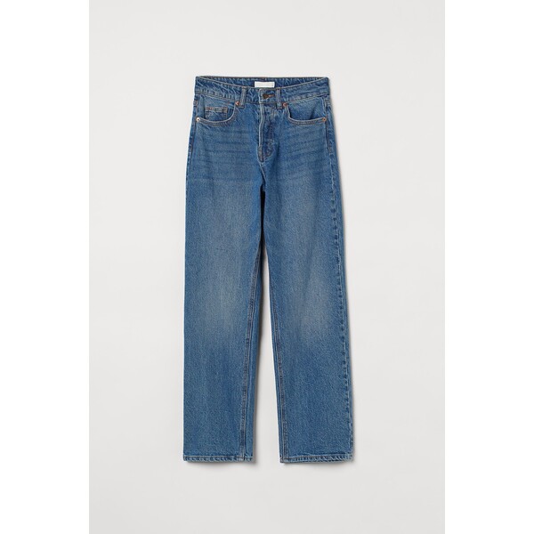 H&M Straight High Ankle Jeans - 1017631003 Niebieski denim