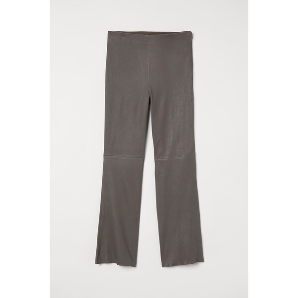 H&M Skórzane spodnie do kostki - 0931970011 Ciemny szarobeżowy