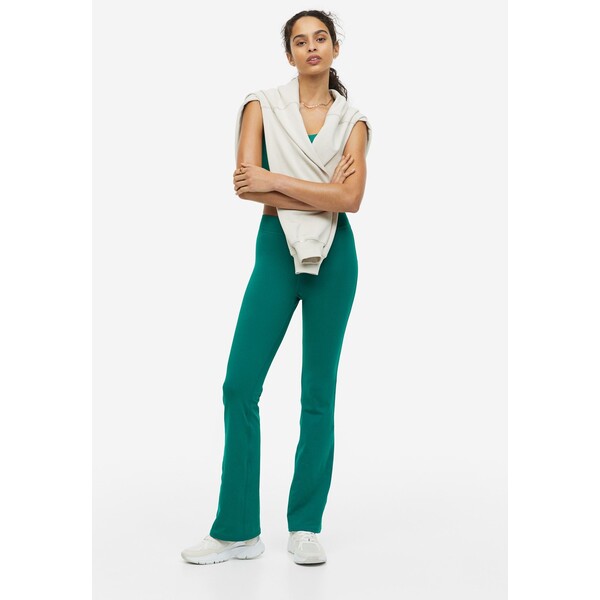 H&M Rozszerzane spodnie sportowe DryMove™ - Wysoka talia - Długa - 1129988004 Ciemnozielony