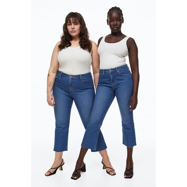 H&M Flared High Cropped Jeans - 1113261008 Niebieski denim