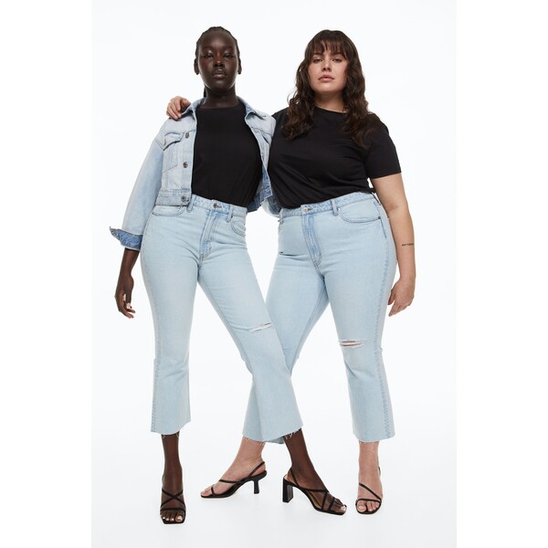 H&M Flared High Cropped Jeans - 1113261008 Bladoniebieski denim