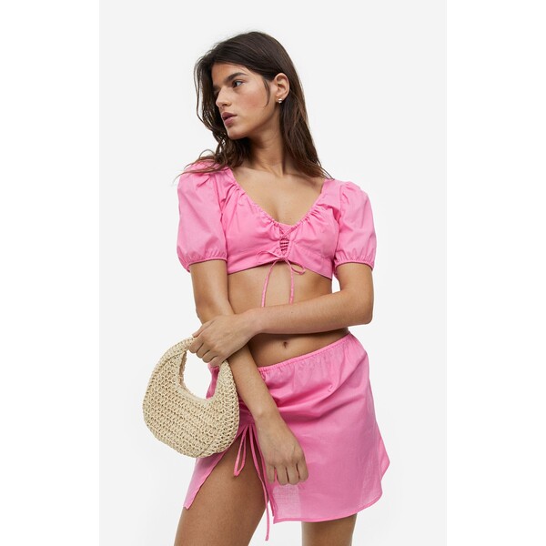H&M Top plażowy ze sznurkiem do ściągania - 1142430001 Różowy
