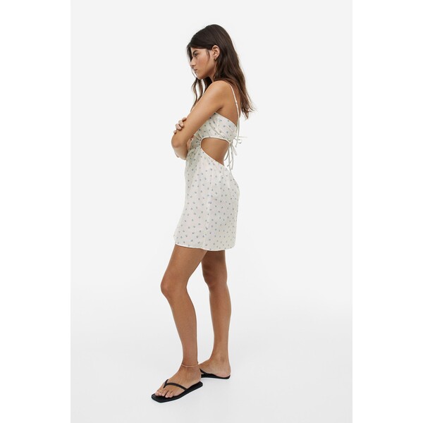 H&M Popelinowa sukienka plażowa z wycięciami - 1142429001 Biały/Kwiaty